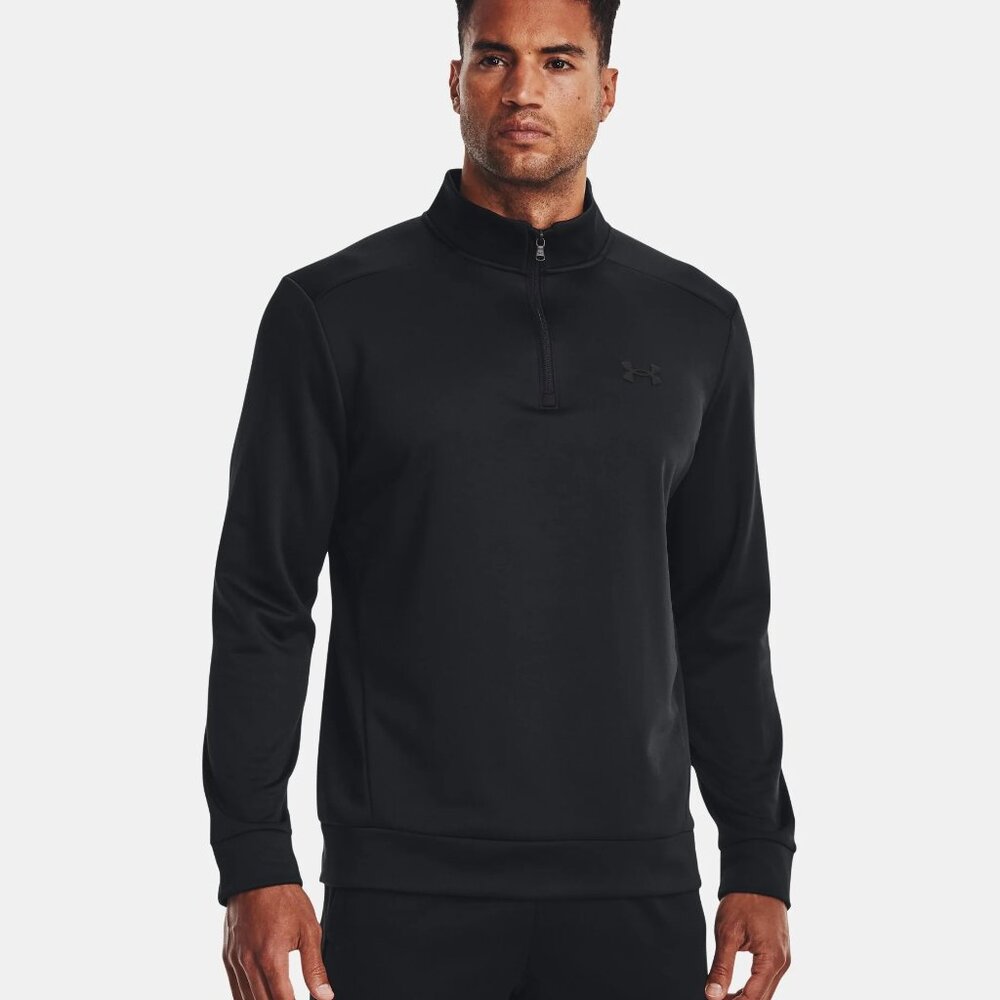 Men's Under Armour 1/4-Zip Fleece Pull-Over-Small-Black